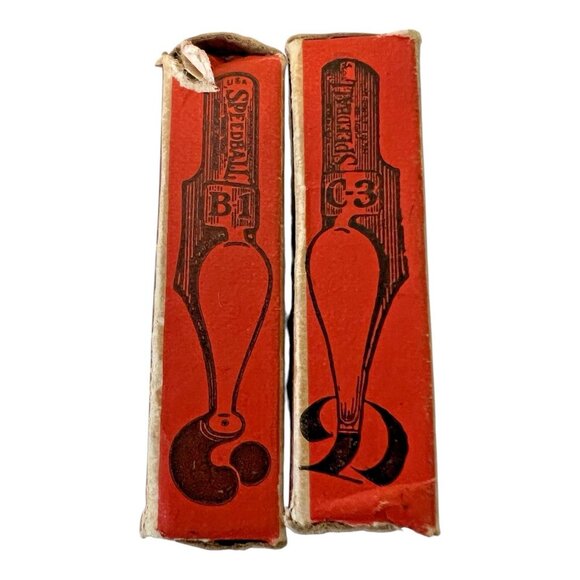 2 Antique Speedball B-1 C-3 Pen Box’s Nibs Hunt MFG Co Made In USA 1920's - Picture 4 of 6